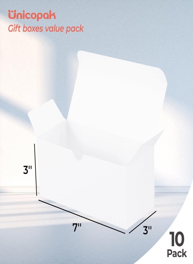 UnicoPak علب هدايا صغيرة مستطيلة الشكل من يونيكو باك، عبوة من 10 قطع، مقاس 7×3×3 بوصة، لون أبيض، مثالية لهدايا أعياد الميلاد، وهدايا الكريسماس، وتوزيعات الحفلات، والحلويات المنزلية، وللمناسبات التجارية. - Image 2